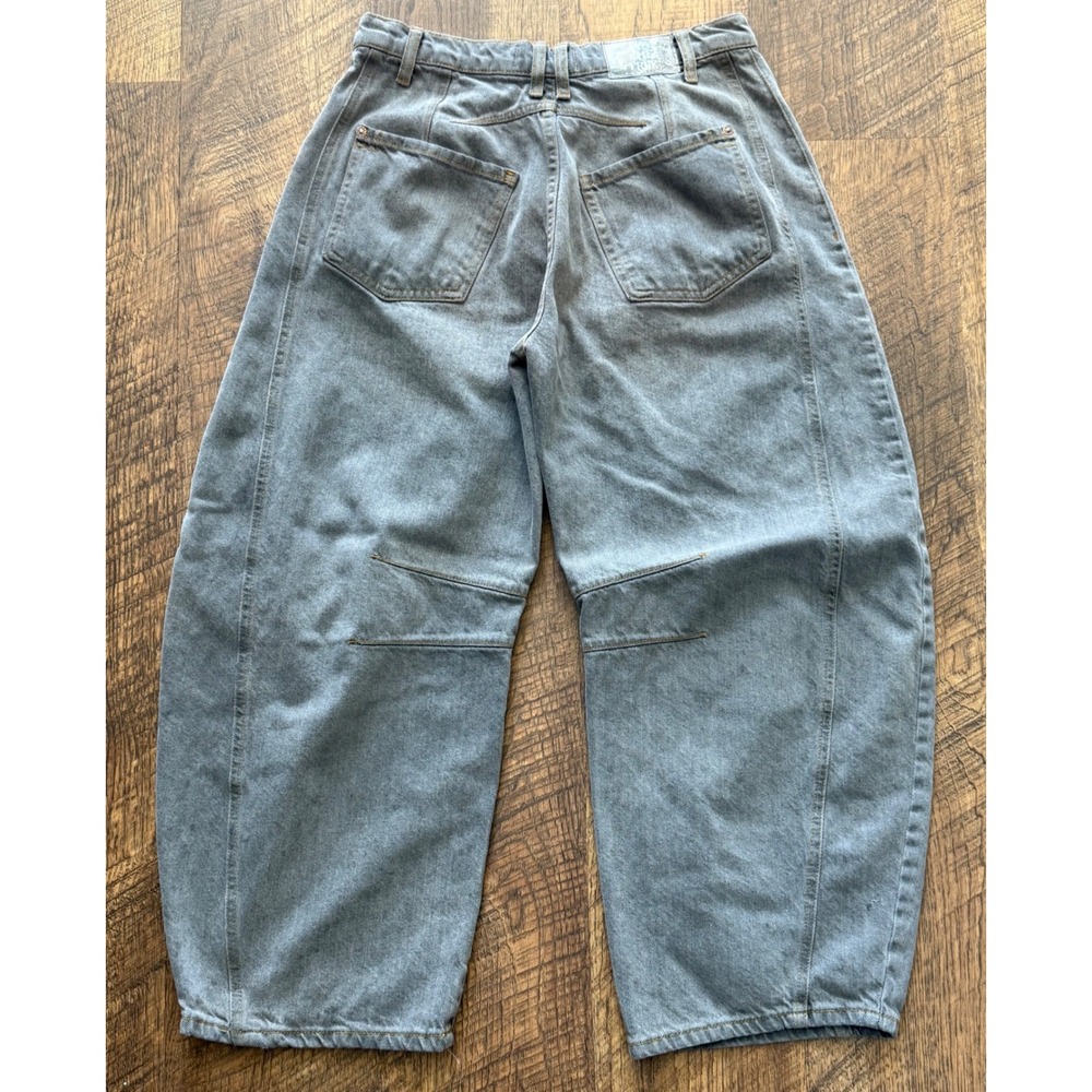 We The Free Womens Barrel Jeans Gray Cropped Wide Leg Denim Size 27 Boho - Picture 2 of 9
